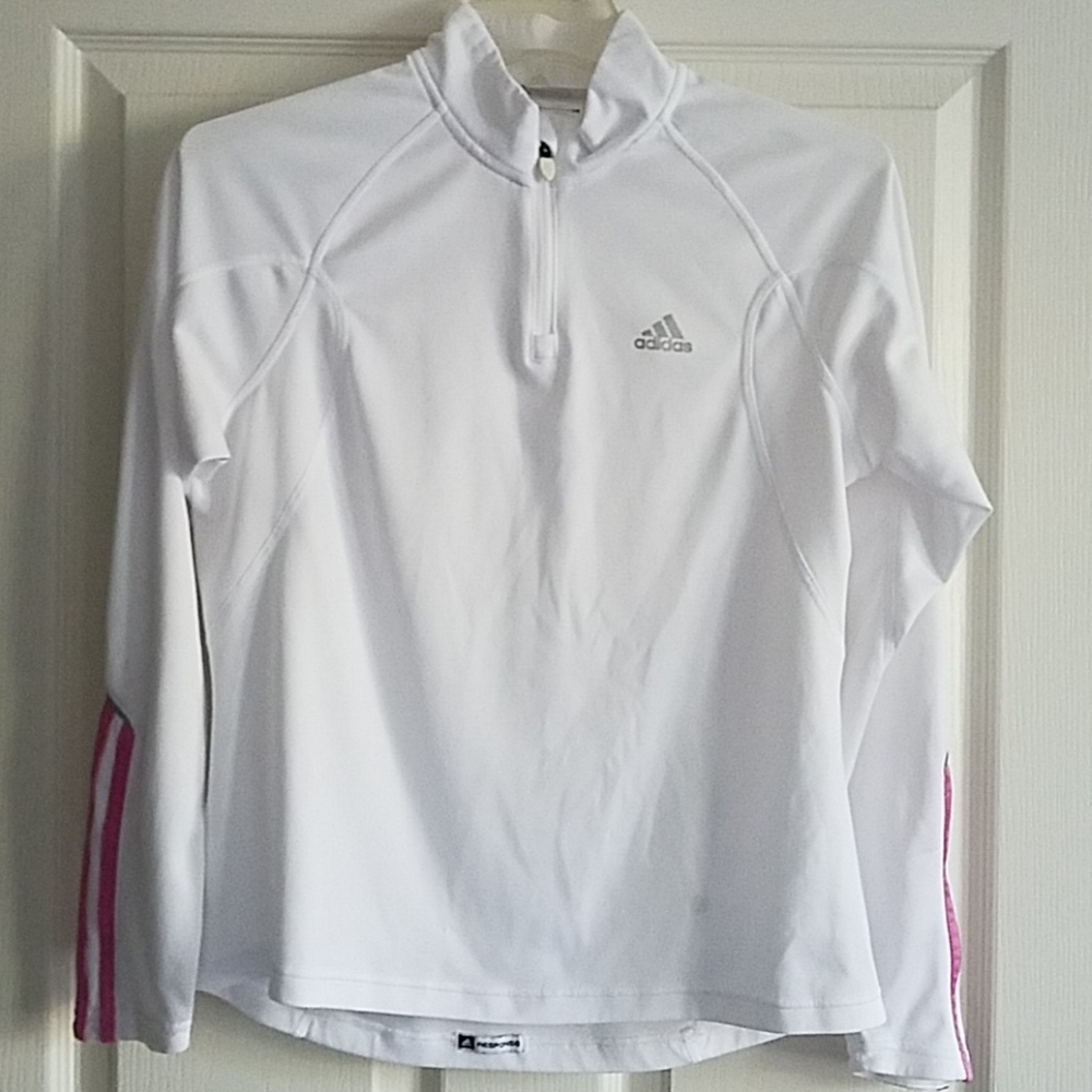 ADIDAS Long Sleeve Tech Tee w/ Pink Accent Stripes